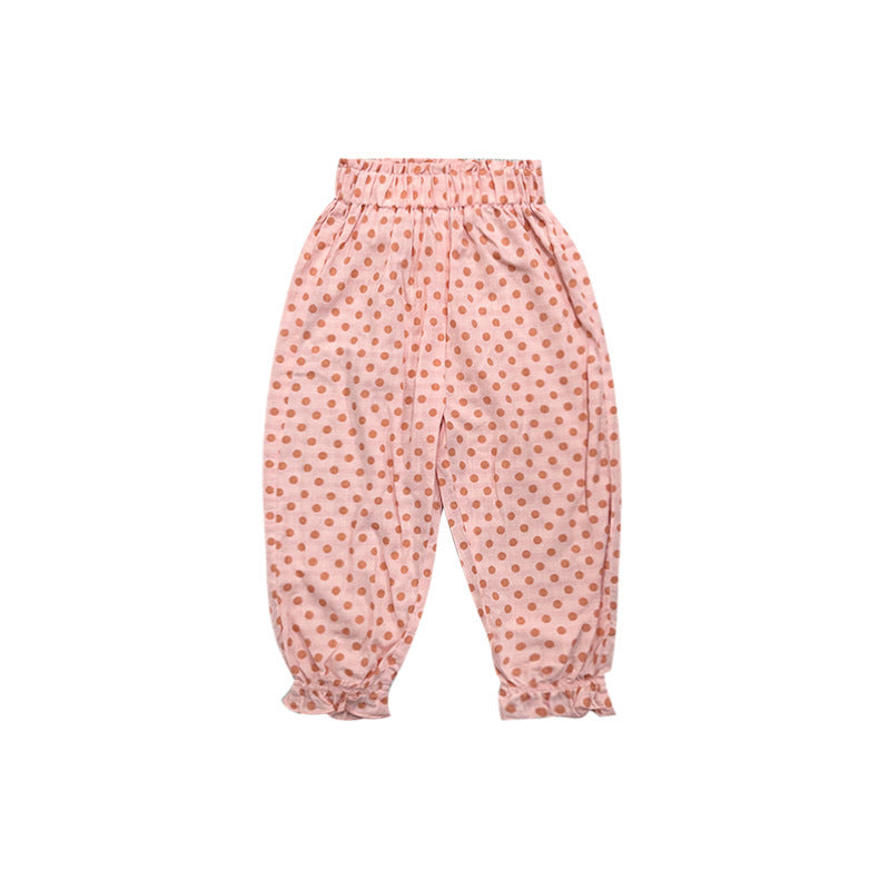 Children's Broken Size Fold Summer Polka Dot Trousers Lightweight Children's Pants