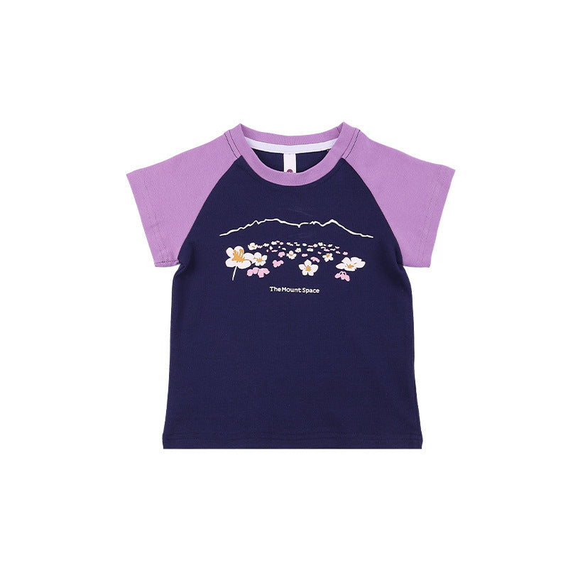 Children's Summer Color Contrast Patchwork Half-sleeved Lightweight Children's T-shirt