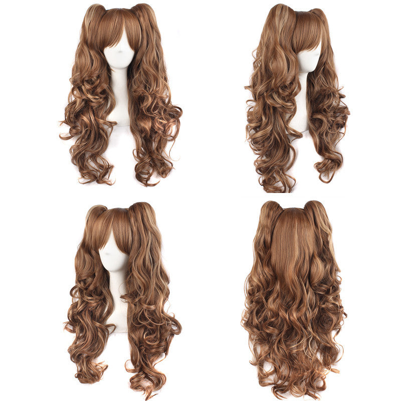 Anime Lolita Double Tiger Clip Color Mixed Synthetic Cos Wig