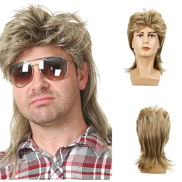 Men's Halloween Rose Net Punk Short Hair Full Men's Wig