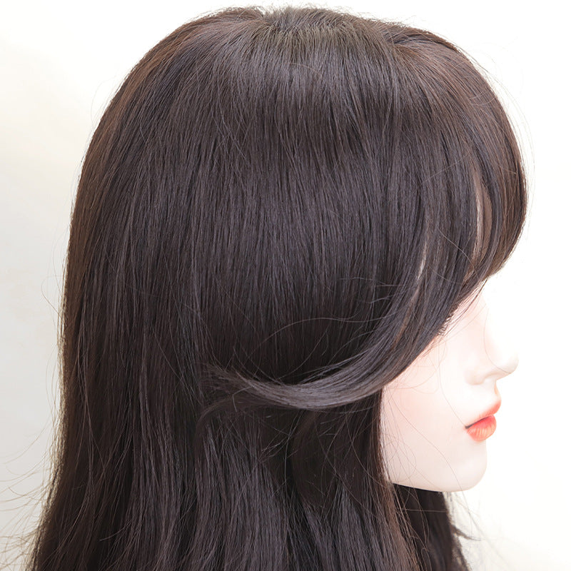 Women's Round Face Curved Split Stitch Cartoon Straight Wig Long Curls