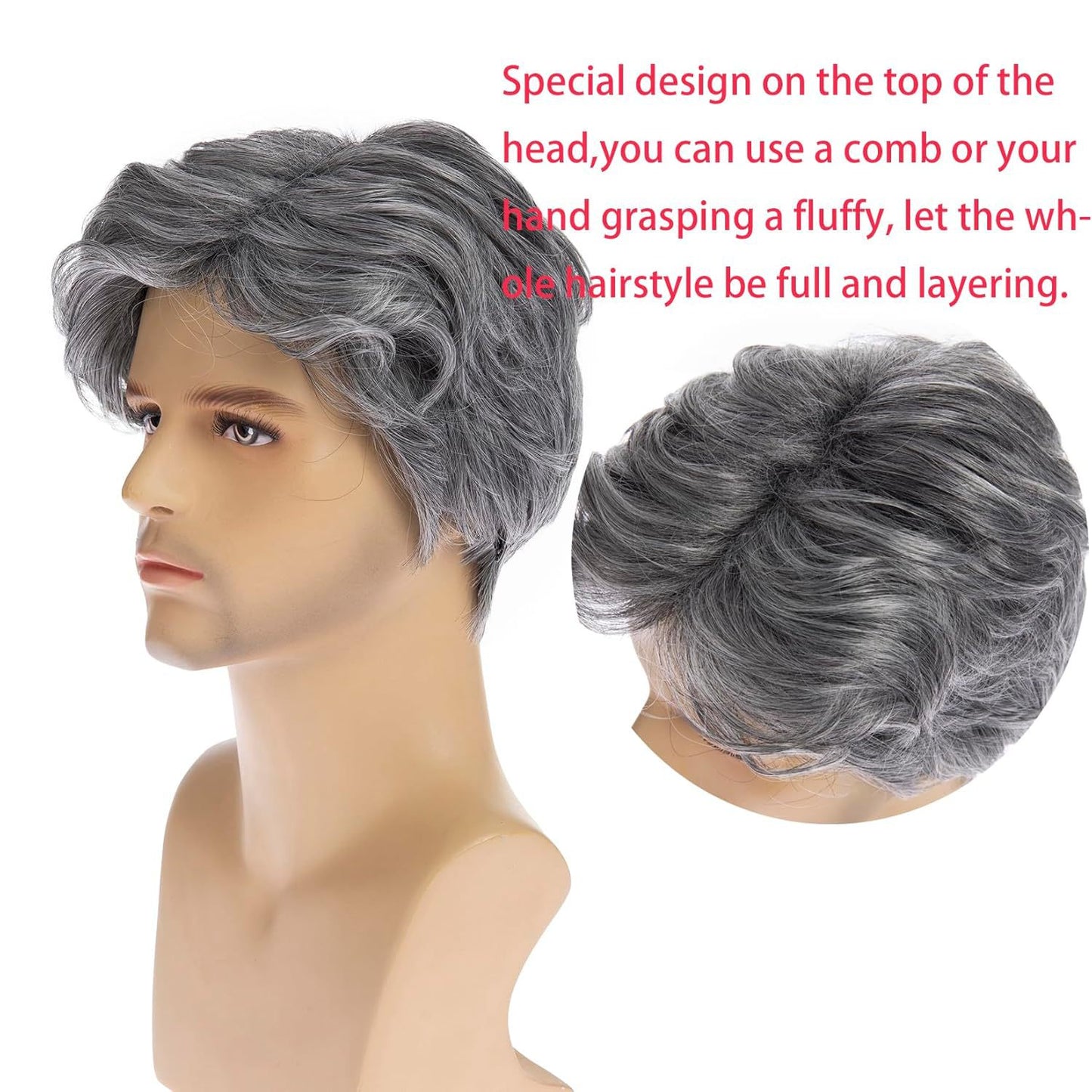 Short Head Cover Fashion Fluffy Natural Men's Wig