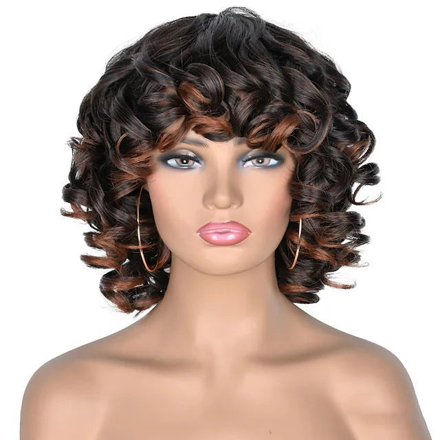 Women's Optional African Small Volume Large Synthetic Wig Short Curly Hair