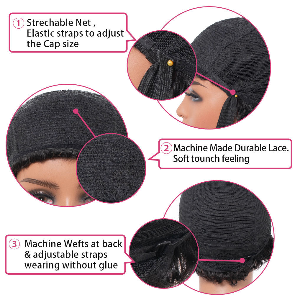 Chopsticks Roll No Piece Cover Human Real Hair Wig