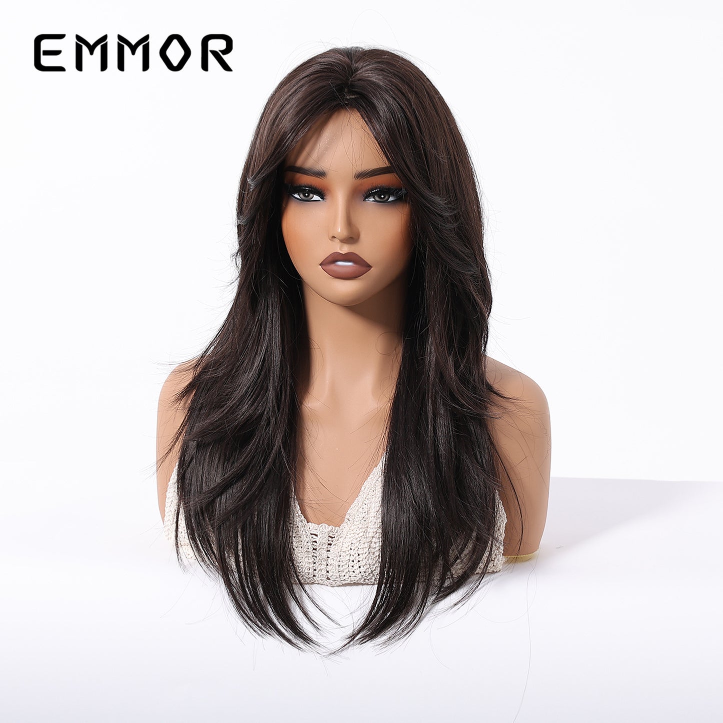 Bangs Face Trimming High-level Natural Black Long Straight Wig