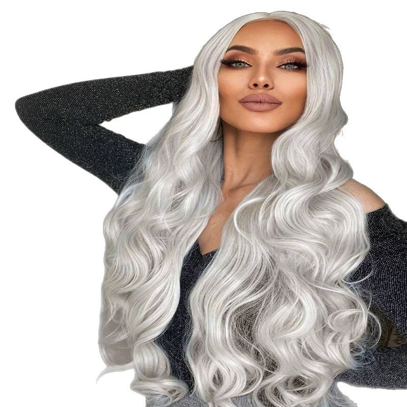 Gradient Milk Tea Sand Golden Big Wave Curly Hair Daily Wig Long Curls