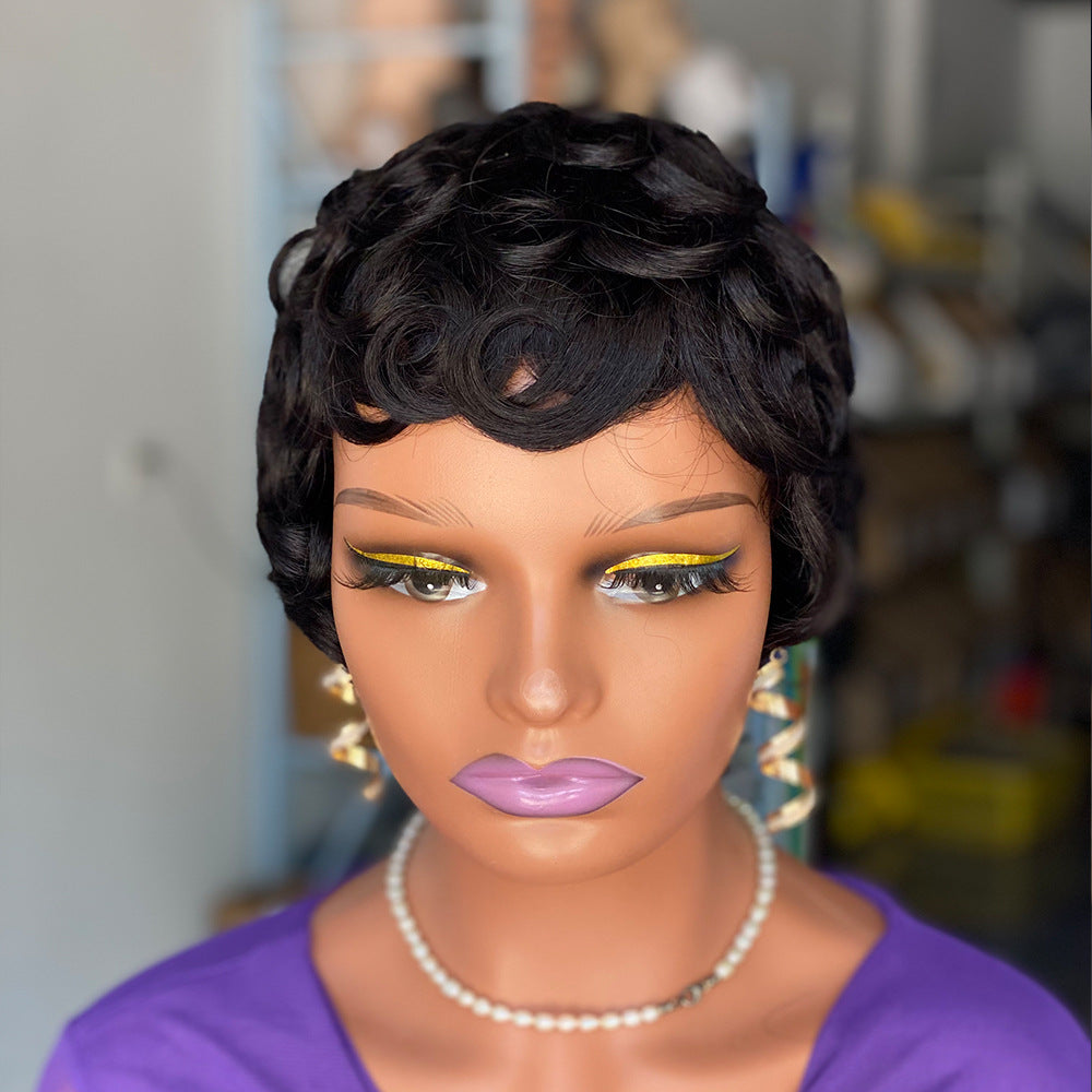New Beautiful Trendy Human Mechanism Short Real Hair Wig