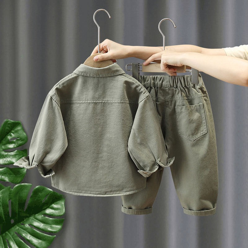 Children's Handsome Solid Color Two-piece Toddler Clothes Children's Suit