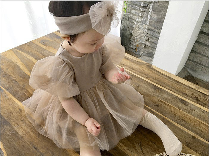 Puff Sleeve Tulle Tutu Skirt Free Jumpsuit, Climbing Suit