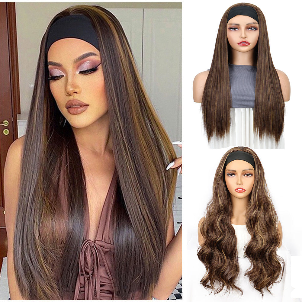 Women's Scarf Black Hair Band Long Straight Other Wig