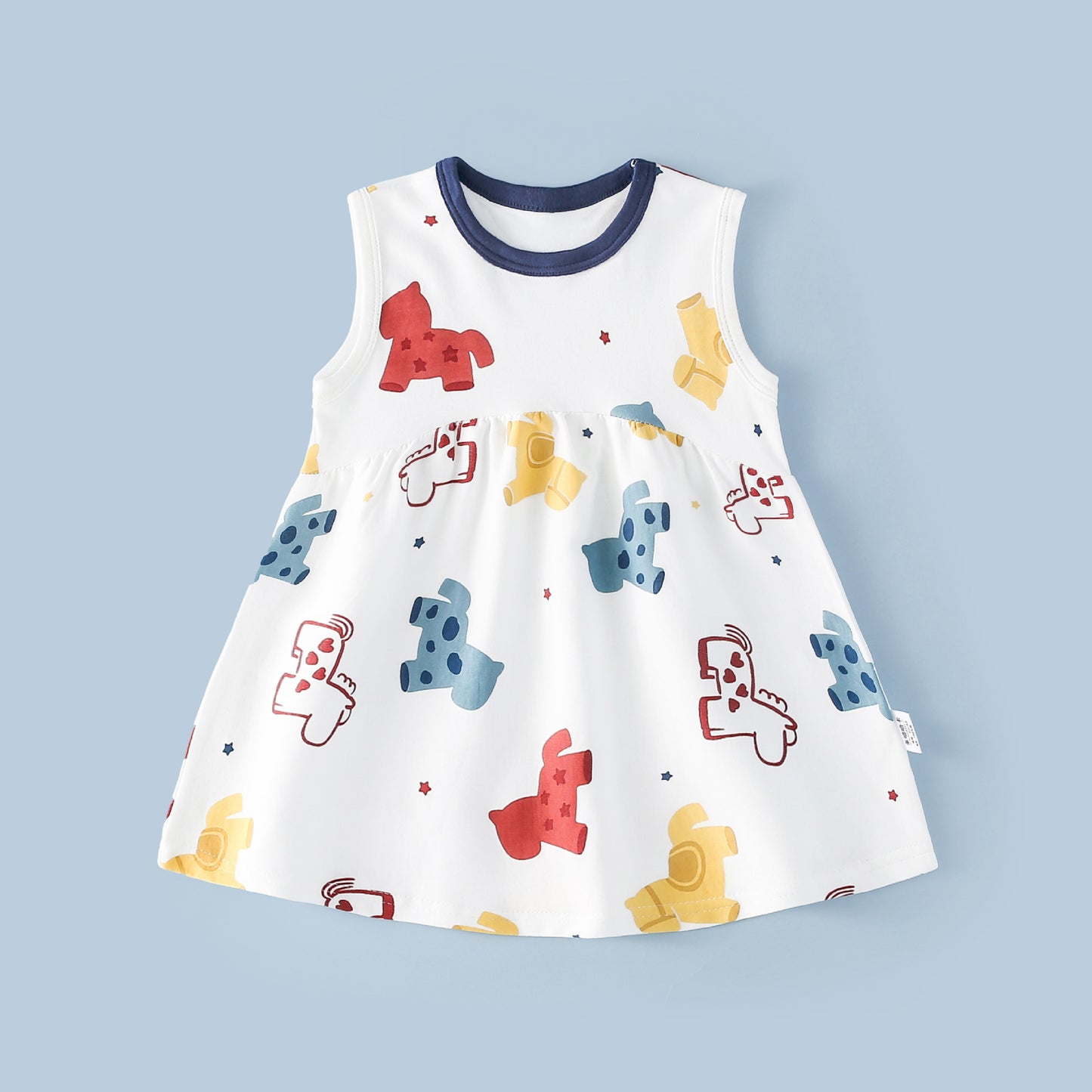 Women's & Children's Vest Skirt Lightweight Breathable Sleeveless Cotton Antibacterial Pleated Children's Dress