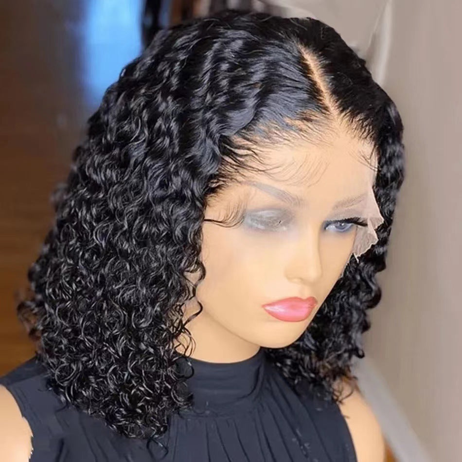 Front Lace Sheath African Black Small Roll Piano Wig Short Curly Hair