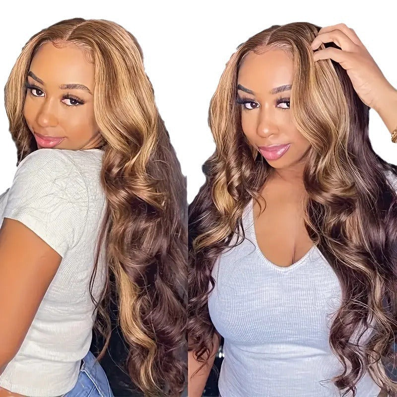 Front Lace Female Highlight Gradient Big Wave Wig Long Curls
