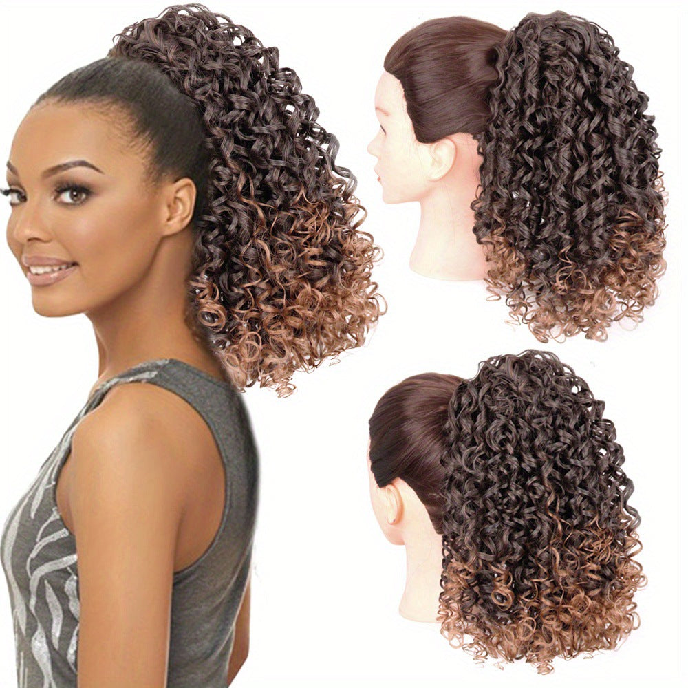 Elastic Ponytail Spring Roll Drawstring African Small Curl Fluffy Wig