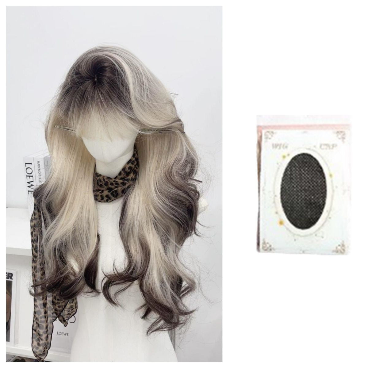 Female Gradient High Level Hot Top Dyed Curly Hair Wave Wig Long Curls