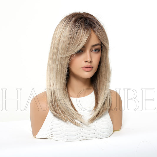 Headgear Female Atmosphere Sense Bangs Mid-length Temperament Wig Short Straight Hair