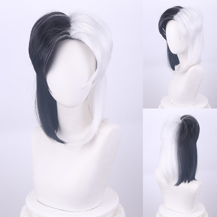 Black White Witch Color Matching Small Short Long Straight Wig