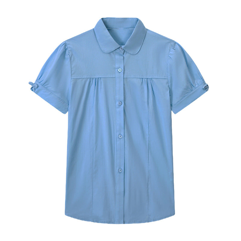 Short-sleeved Solid Color For Middle Older Primary School Summer Children's Shirt