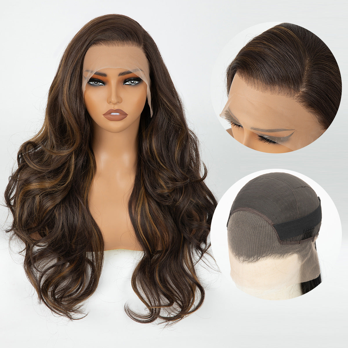 Forehead Lace Headband Hand-woven Long Curly Hair Black Other Wig