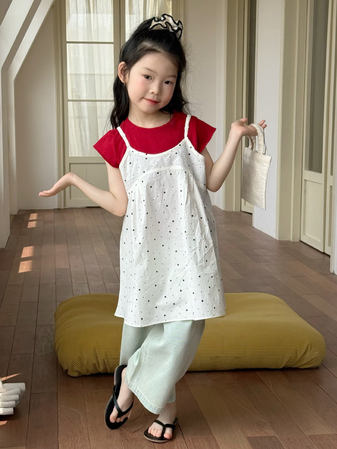 Children's Summer Korean Style Clothing Slip Wide Cotton Children's Dress
