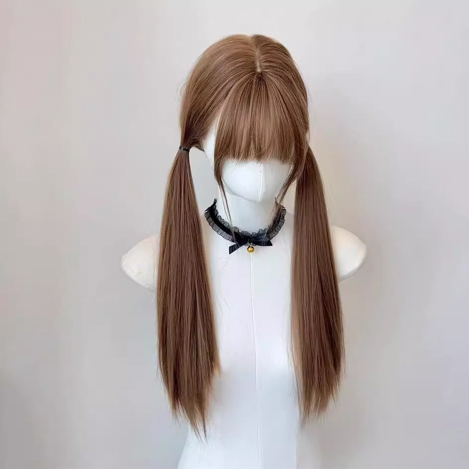 Women's Natural Bangs Cold Worry Less Radish Double Long Straight Wig