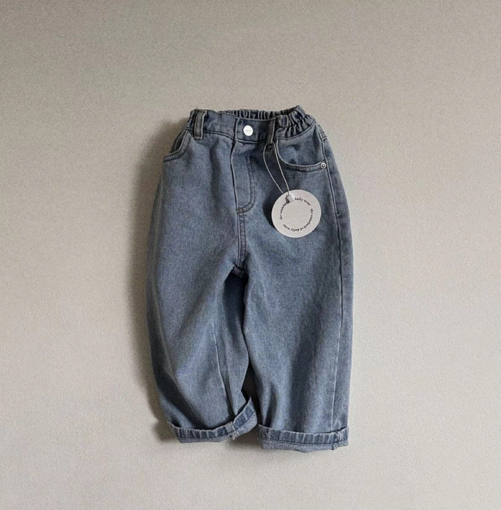 Women's & Men's Band Elastic Solid Color Versatile Casual Children's Pants
