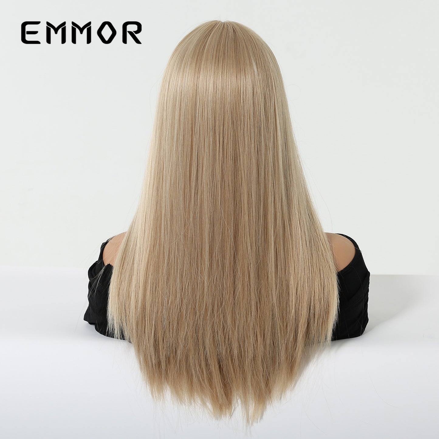 Points Without Bangs Golden Brown Highlight Natural Fashion Full Long Straight Wig