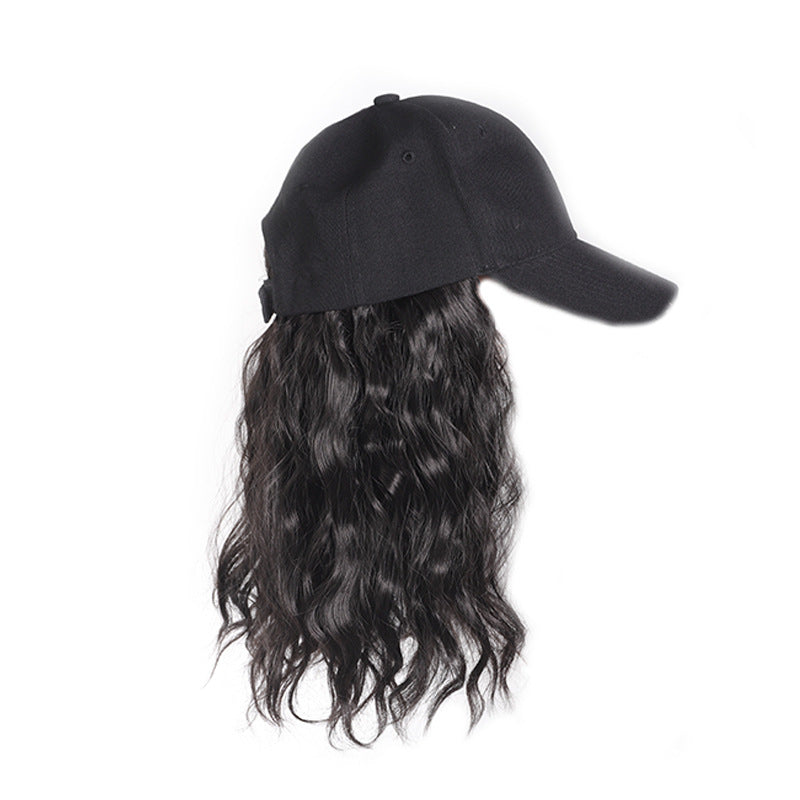 Hat Fashion Black Peaked Cap Corn Wig Short Curly Hair