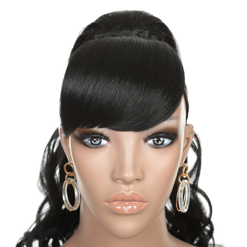 Fiber Long Curly Hair With Bangs Wig Ponytail