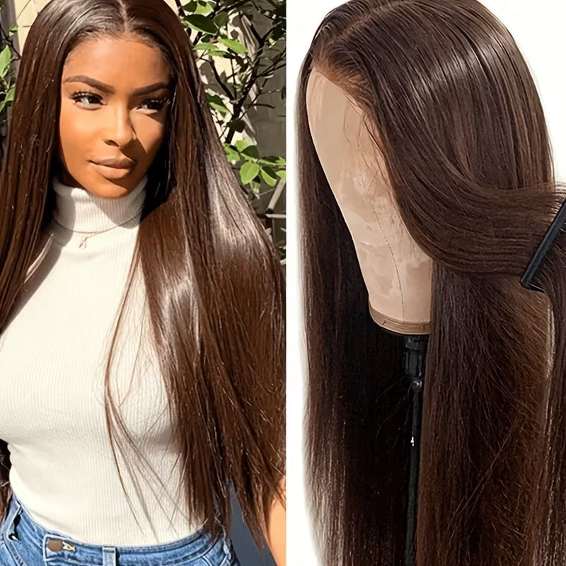 Women's Fashion Front Lace African Medium Hair Long Straight Wig