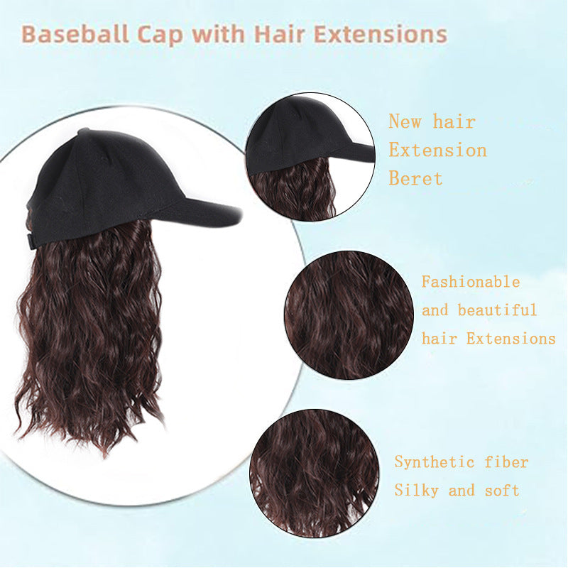 Hat Fashion Black Peaked Cap Corn Wig Short Curly Hair