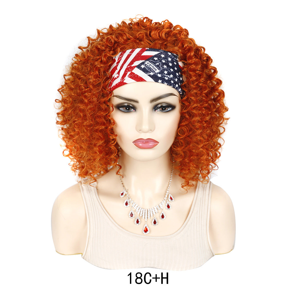 Graceful Ice Silk Band Headband Sheath Wig Short Curly Hair