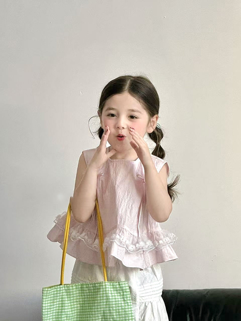 Children's Summer Clothing Korean Lace Sleeveless Sweet Children's Shirt