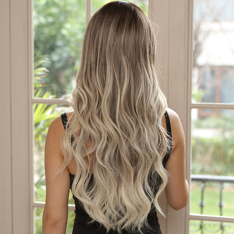Women's Gradient Gray Fashion Curly Hair Natural Fluffy Wig Long Curls
