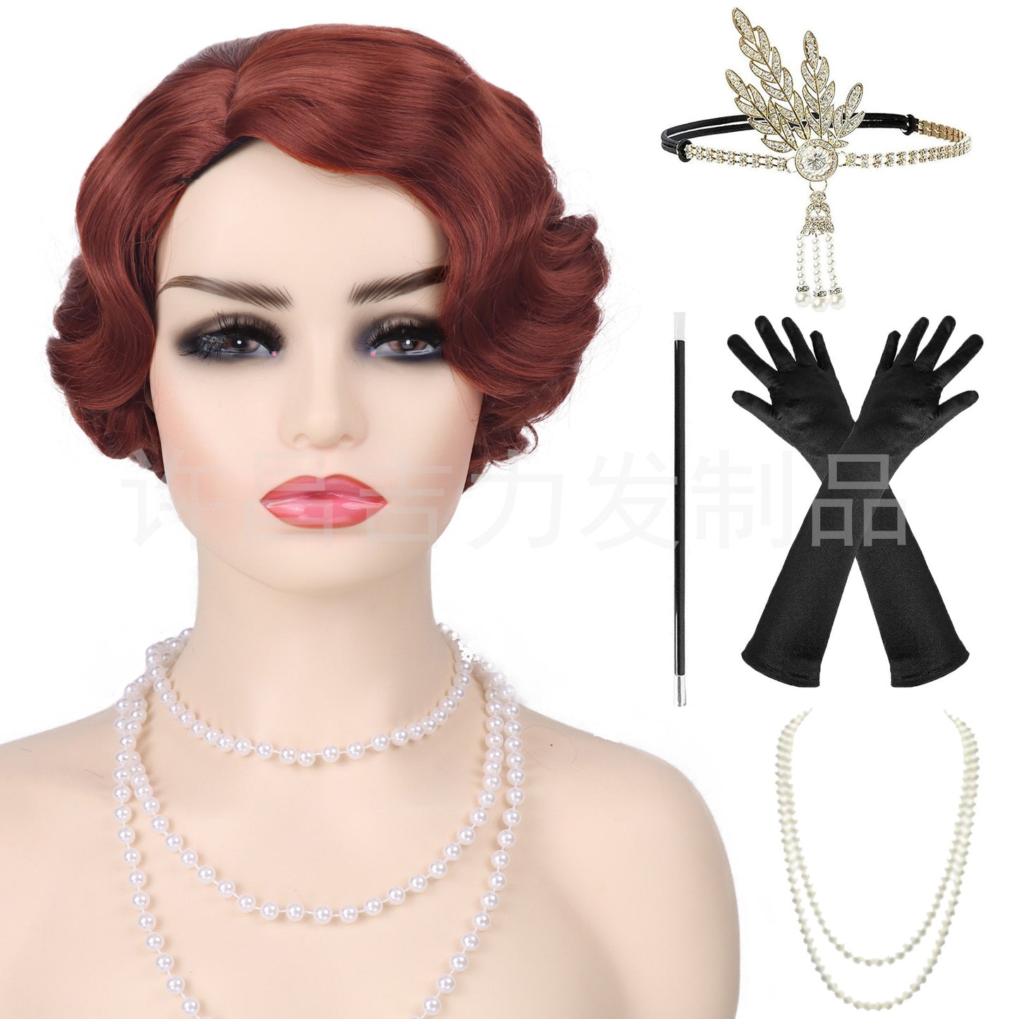 Vintage Hand Push Water Ripple Simulation Stage Wig Short Curly Hair