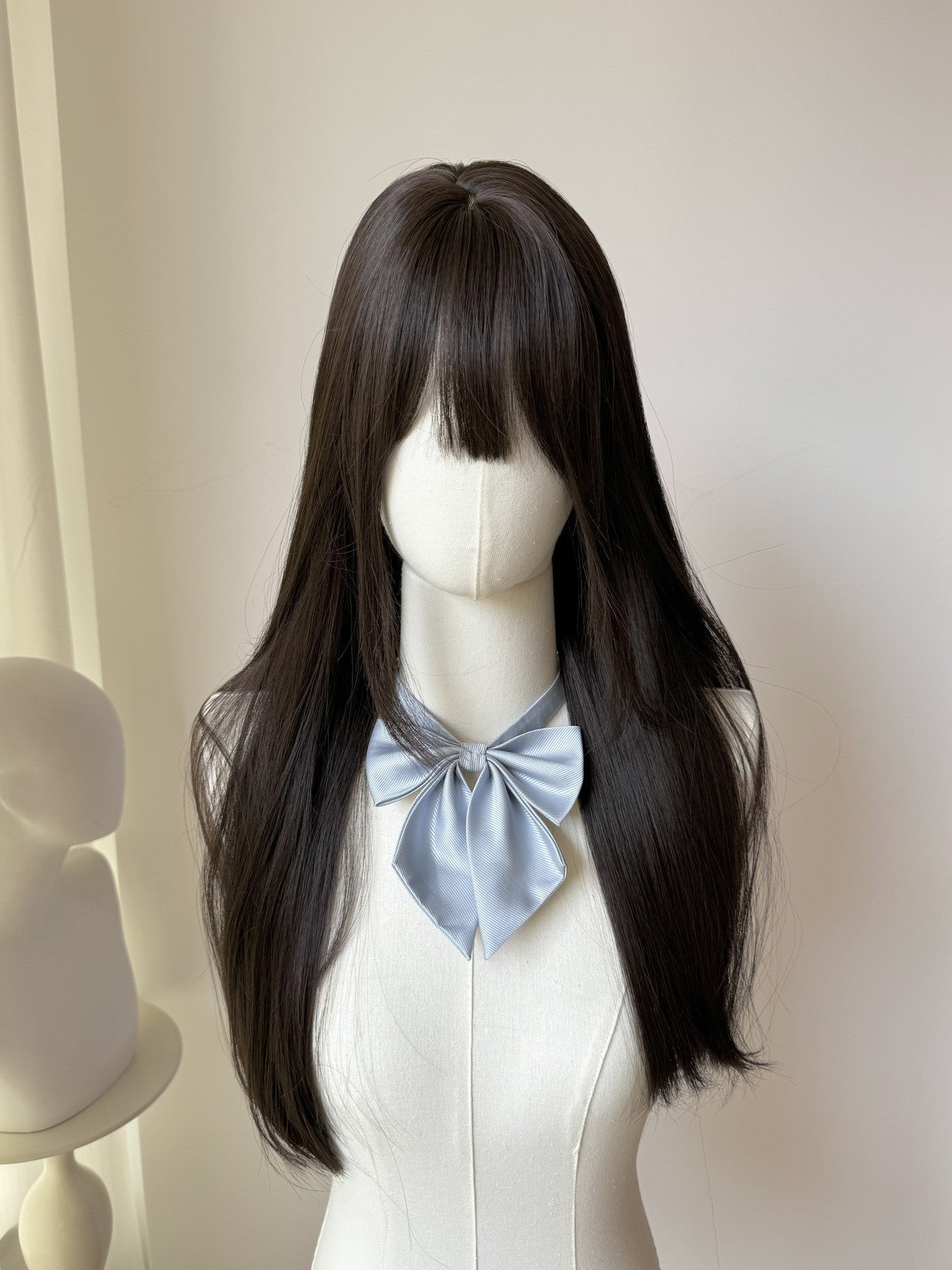 Summer Green Tea Burnt Brown Soft Natural Princess Cut Long Straight Wig