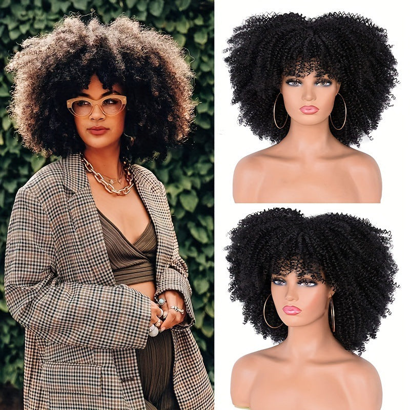 African Wigs With Small Female Chemical Wig Short Curly Hair