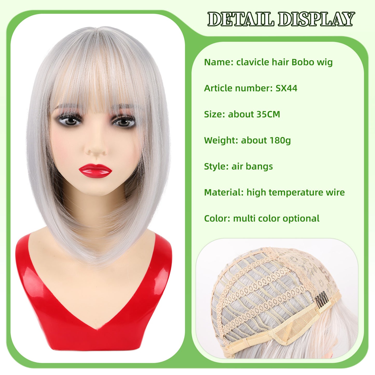 Whole Female Collarbone Length Haircut Wave Wig Short Straight Hair