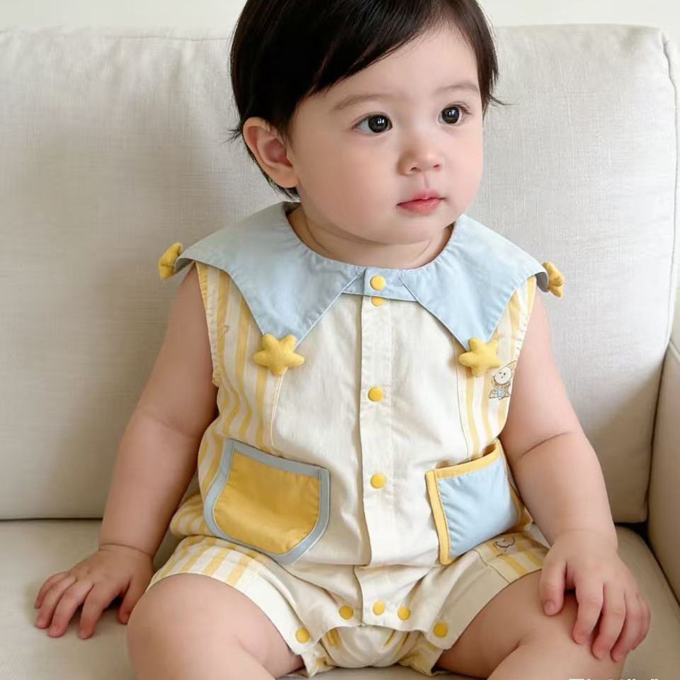 Female Born Clothes Cartoon Cute Jumpsuit Sleeveless Jumpsuit, Climbing Suit