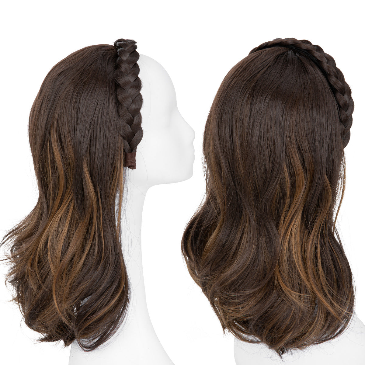 Plaits Headband One-piece Hair Replacement Curly Wig Long Curls
