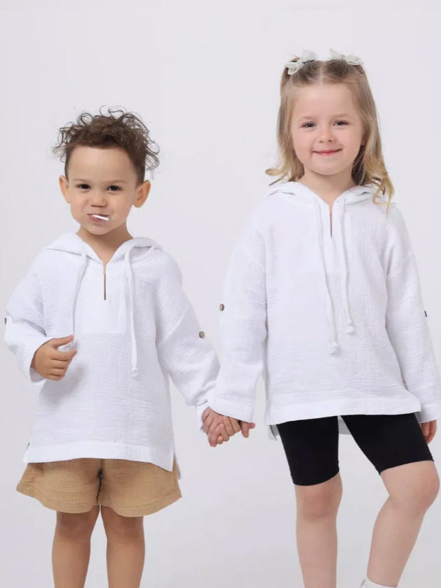 Cotton Linen Thin Top Sun Protection Children's T-shirt