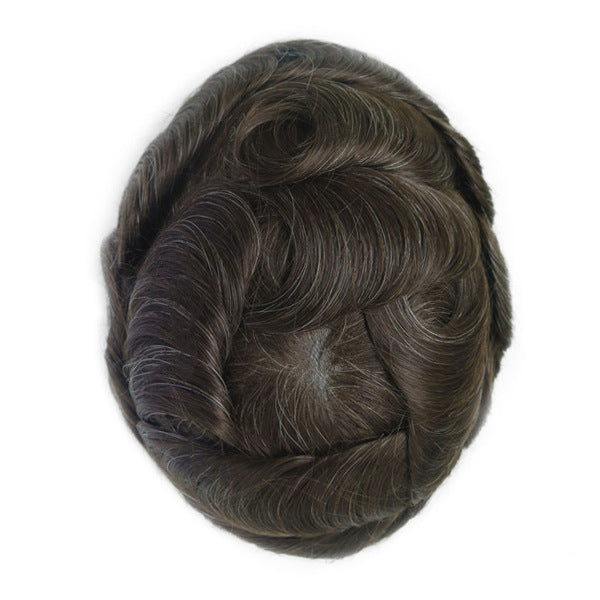 Men's Leather Hand Crochet V Needle Hairpiece Men's Wig