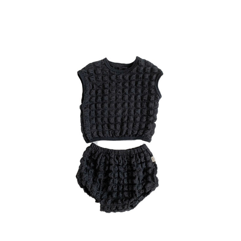 Style Sleeveless Vest Two-piece Summer Thin Clothes Born Children's Suit