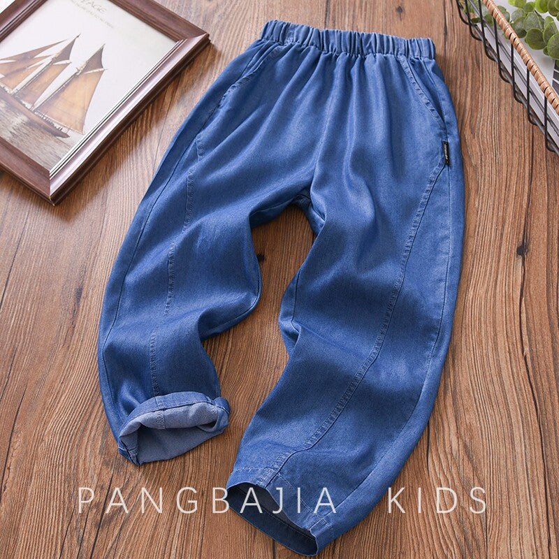 Children's Summer Thin Medium Big Clothing Ice Silk Children's Pants