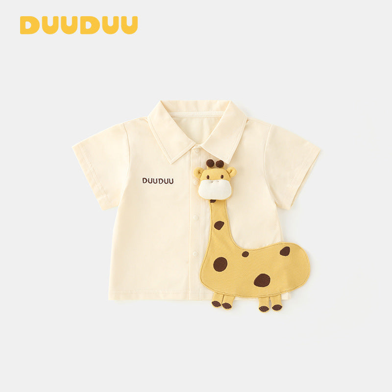 Children's Giraffe Korean Style Short Sleeve Top Class Children's Shirt