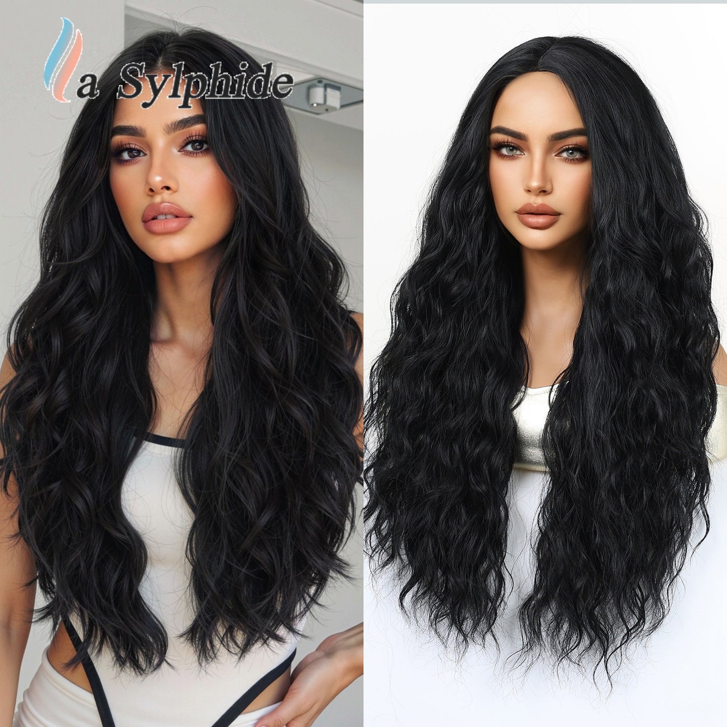 Braid Dark Brown Gradient Medium Curly Hair Fiber Chemical Wig Long Curls
