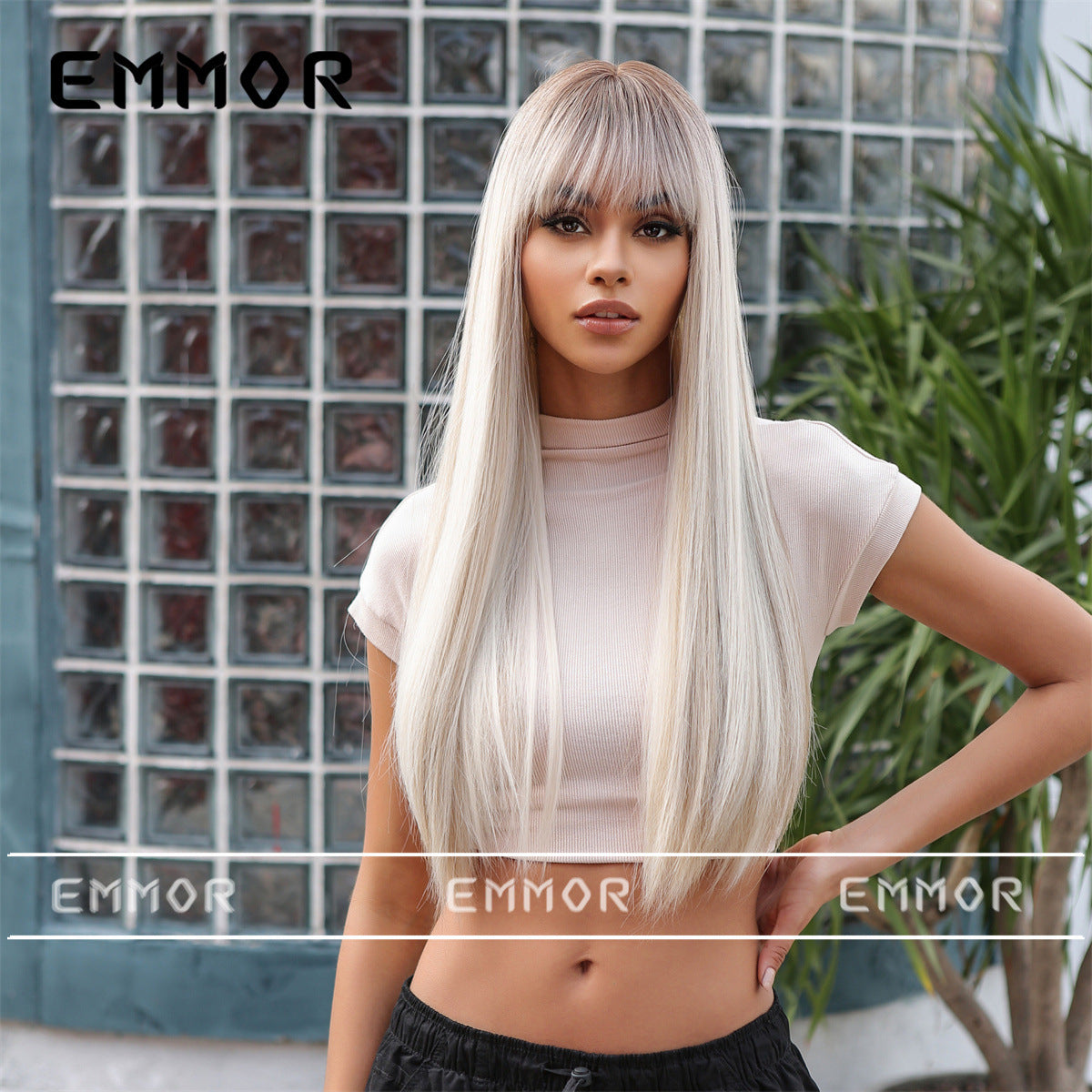Female Natural Hair Full Top Fluffy Gradient Long Straight Wig