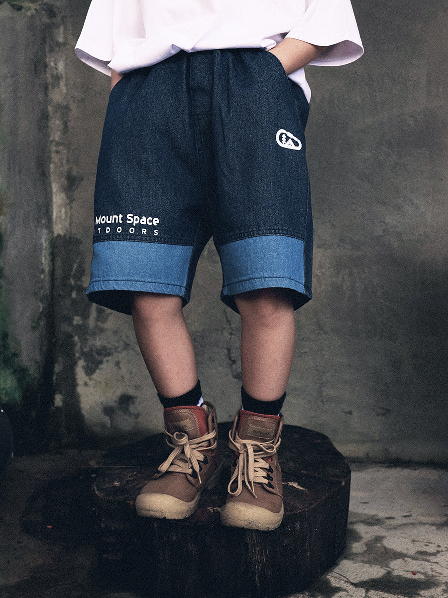 Children's Summer Color Contrast Patchwork Washable Denim Children's Pants