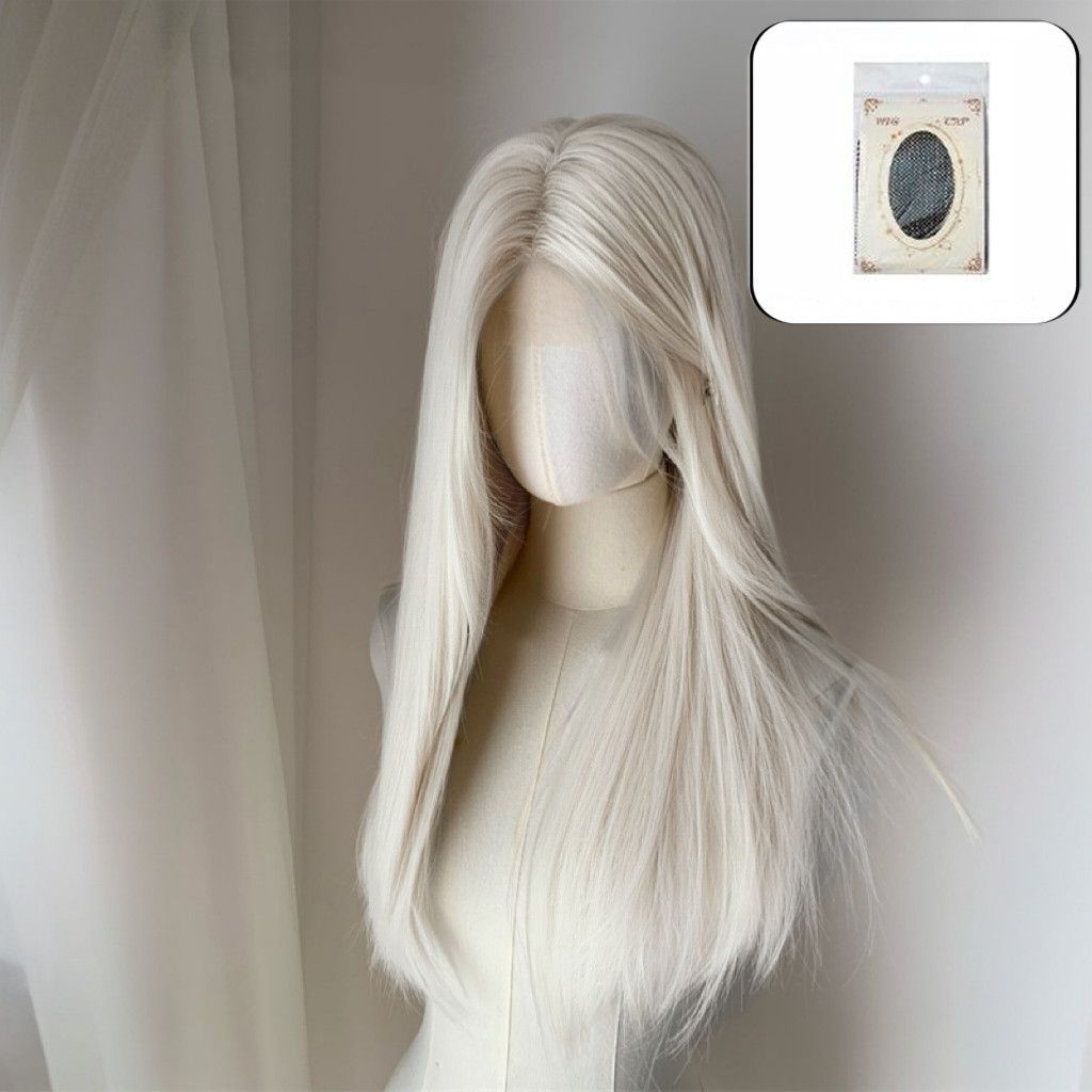 Women's Black Small Lace Bangs Hair Daily Universal Hand Long Straight Wig
