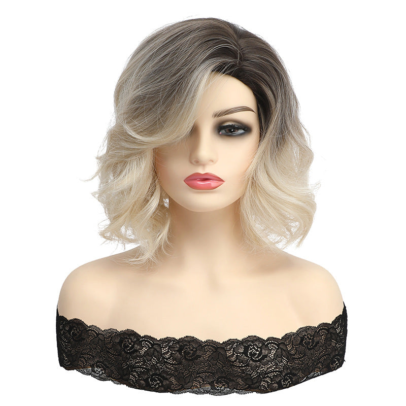 Female Gradient Color Full Top Cover Wig Short Curly Hair